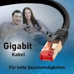 Schwarzes BIGtec 50m LAN Patchkabel mit RJ45-Steckern