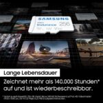 Weisse microSD-Karte Samsung PRO Endurance mit 256 GB sowie U3- und V30-Kennzeichnung