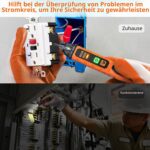 Orange-schwarzer Proster PST224 Spannungsprüfer in Stiftform mit Prüfspitze, LED-Anzeigen, Tasten und Taschenclip.