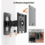 Schwarze Monitor-Wandhalterung aus Stahl mit Gelenkarm und abnehmbarer VESA-Platte