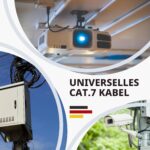 Schwarzes CAT-7-Erdkabel von RedStar24 als aufgerollter Ring mit abisoliertem Kabelende