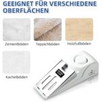 Drei weisse Türstopper-Alarme mit Edelstahlabdeckung, Empfindlichkeitsschalter und Ein-Aus-Schalter