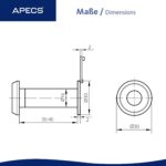 Verchromter APECS Türspion 6016 aus Messing mit Weitwinkellinse und drehbarer Sichtschutzklappe
