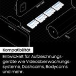 Weisse microSD-Karte Samsung PRO Endurance mit 256 GB sowie U3- und V30-Kennzeichnung