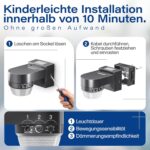 Anthrazitfarbener Bewegungsmelder HUBER Motion 100 auf Wandarm mit nach unten gerichteter weisser Fresnel-Linse und drei Drehreglern