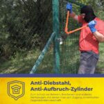 Silbernes Vorhängeschloss Magmaus PDL50 aus Edelstahl mit dickem Bügel und drei blauen Schlüsseln