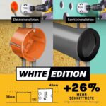 Siebzehnteiliges Amboss White Edition Lochsägen-Set aus Bi-Metall im schwarzen Koffer mit vierzehn weissen Lochsägen von 20 bis 83 mm