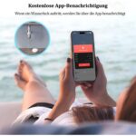Runder weisser Wassermelder aus Kunststoff mit zwei Sensorkontakten und Testtaste auf der Oberseite, im Dreierset