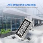Retekess T-AC03 Codeschloss in Silber aus Zinklegierung mit blau beleuchteter Zifferntastatur, Klingeltaste und zehn blauen RFID-Schlüsselanhängern