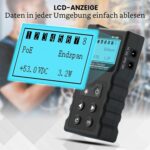 Schwarzer PoE- und Netzwerkkabeltester Noyafa NF-488 mit beleuchtetem LCD, Tastenfeld und separatem RJ45-Fernstück