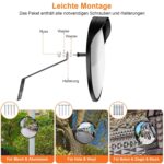 Schwarzer konvexer Verkehrsspiegel von moveland mit 30 cm Durchmesser, Wetterkappe und Metallwandhalterung