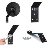 Schwarzer konvexer Verkehrsspiegel RMAN mit 30 cm Durchmesser, Regenschutzkante und schwarzem Wandwinkel