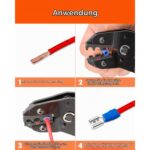 Sortimentskasten mit 750 isolierten Kabelschuhen in Rot, Blau und Gelb, darunter Flachstecker, Gabel- und Ringkabelschuhe