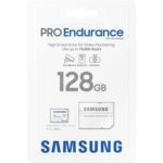 Weisse Samsung PRO Endurance microSDXC-Karte 128 GB mit SD-Adapter
