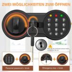 Schwarzer Möbeltresor mit elektronischem Zahlenschloss, Drehknauf und drei Riegelbolzen, Tür geöffnet