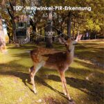 Wildkamera MAXDONE PH960W im Tarnmuster mit Objektiv, Infrarot-LEDs und Bewegungssensor an der Front