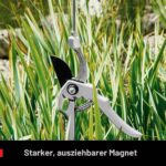 Silberner flexibler Krallengreifer und teleskopischer Magnetstab NoCry mit schwarzem Gummigriff