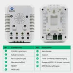 Weisser Bosean BH-H3 Kombimelder für Gas und Kohlenmonoxid mit vier Anzeigeleuchten, RESET- und TEST-Taste und Anschlusskabel mit Eurostecker