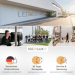 Schwarzer Aufputz-Bewegungsmelder SSC-LUXon KELEA mit zwei Sensorlinsen an einer weissen Hauswand