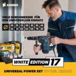 Siebzehnteiliges Amboss White Edition Lochsägen-Set aus Bi-Metall im schwarzen Koffer mit vierzehn weissen Lochsägen von 20 bis 83 mm