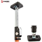 Orange Teleskop-Sicherungsstange von SCHMIDT security tools mit schwenkbaren gummierten Andruckplatten