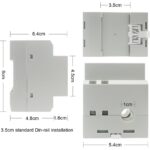 Weisser Hutschienen-Stromzähler KETOTEK D52-2047HD mit farbigem LC-Display, das Watt, Kilowattstunden, Spannung, Frequenz, Strom und Leistungsfaktor zeigt