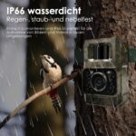 Wildkamera MAXDONE PH960W im Tarnmuster mit Objektiv, Infrarot-LEDs und Bewegungssensor an der Front