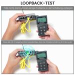 Schwarzer PoE- und Netzwerkkabeltester Noyafa NF-488 mit beleuchtetem LCD, Tastenfeld und separatem RJ45-Fernstück