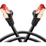 Schwarzes BIGtec 50m LAN Patchkabel mit RJ45-Steckern