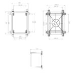 Grauer QCAB Verteilerkasten aus ABS-Kunststoff, 300 x 400 x 170 mm, geöffnet mit verzinkter Montageplatte und Kabelverschraubungen