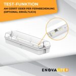 Weisse LED-Fluchtwegleuchte aus Polykarbonat mit grünem Rettungszeichen und weissem Richtungspfeil für die Wandmontage