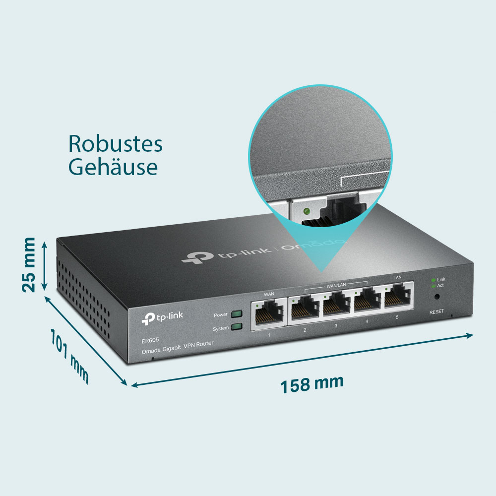 TP-Link ER605 Gigabit-VPN-Router mit Metallgehäuse – Detail 8