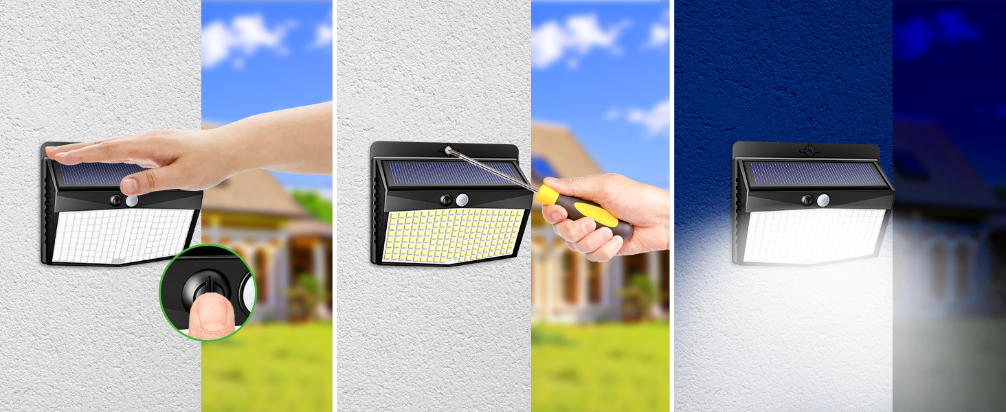 nipify Solarlampe für Aussen mit Bewegungsmelder und 168 LEDs – Detail 2