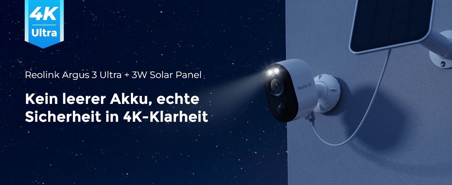 Reolink Argus 3 Ultra Akku-Überwachungskamera mit Solarpanel – Detail 1