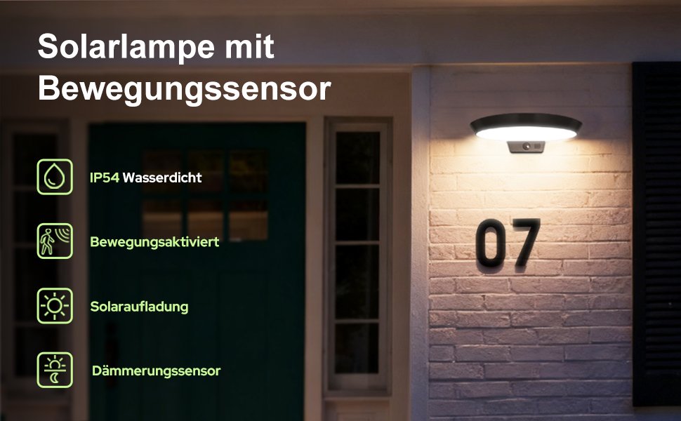 auralab Solarlampe mit Bewegungsmelder, rund – Detail 2