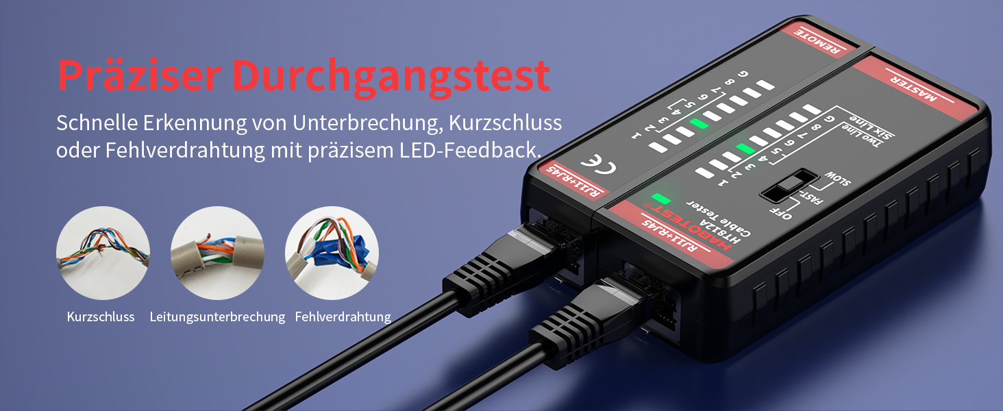YOJOCK LAN-Tester in Schwarz für RJ45- und RJ11-Kabel – Detail 5