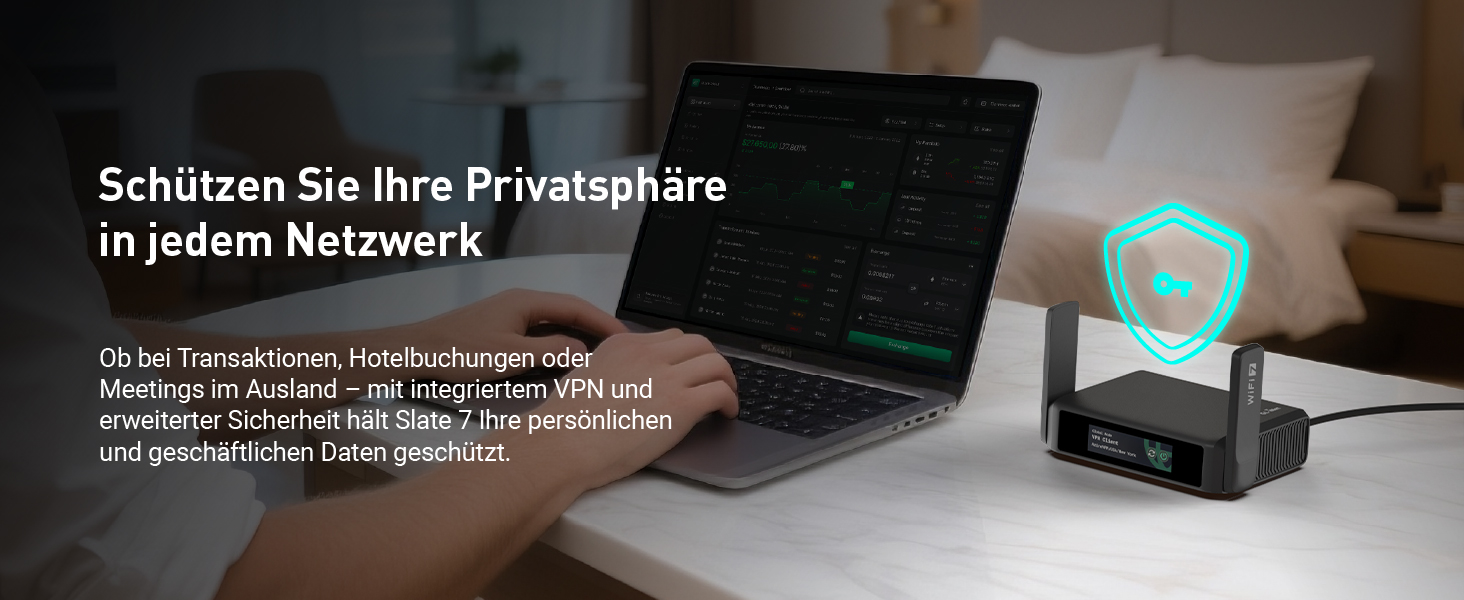 GL.iNet Slate 7 Wi-Fi 7 Reiserouter mit Touchscreen – Detail 7