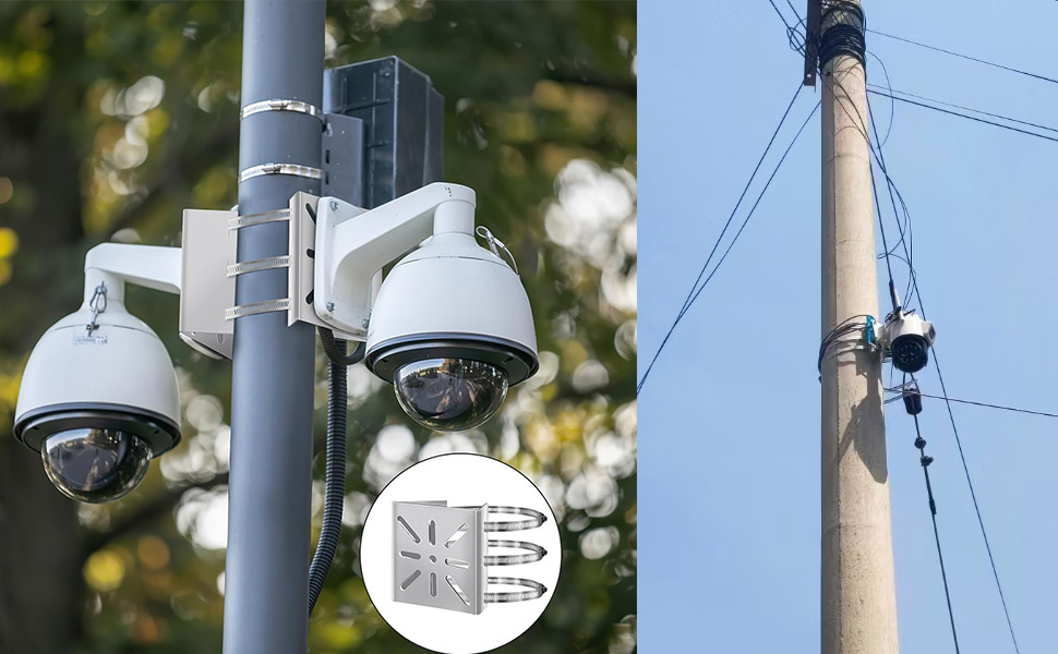 BFYGDP Masthalterung aus Edelstahl mit sechs verstellbaren Ringen für Überwachungskameras – Detail 1