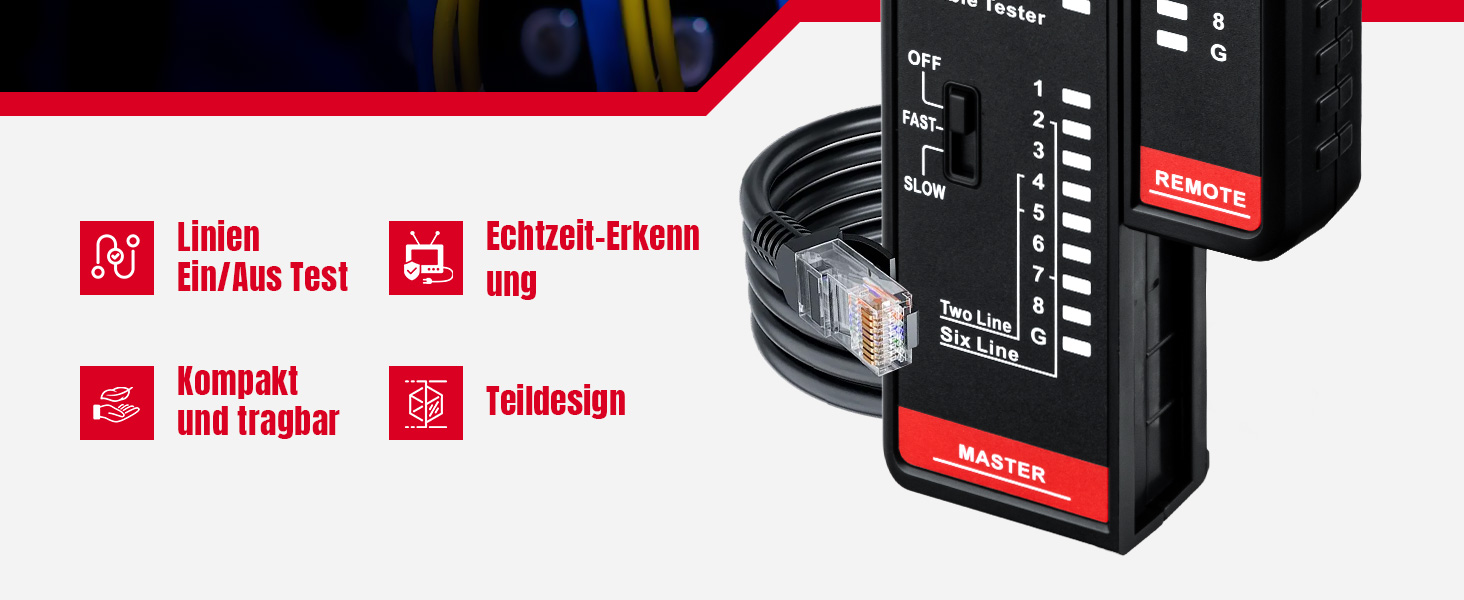 Mcbazel RJ45 RJ11 Netzwerktester Kabeltester – Detail 2