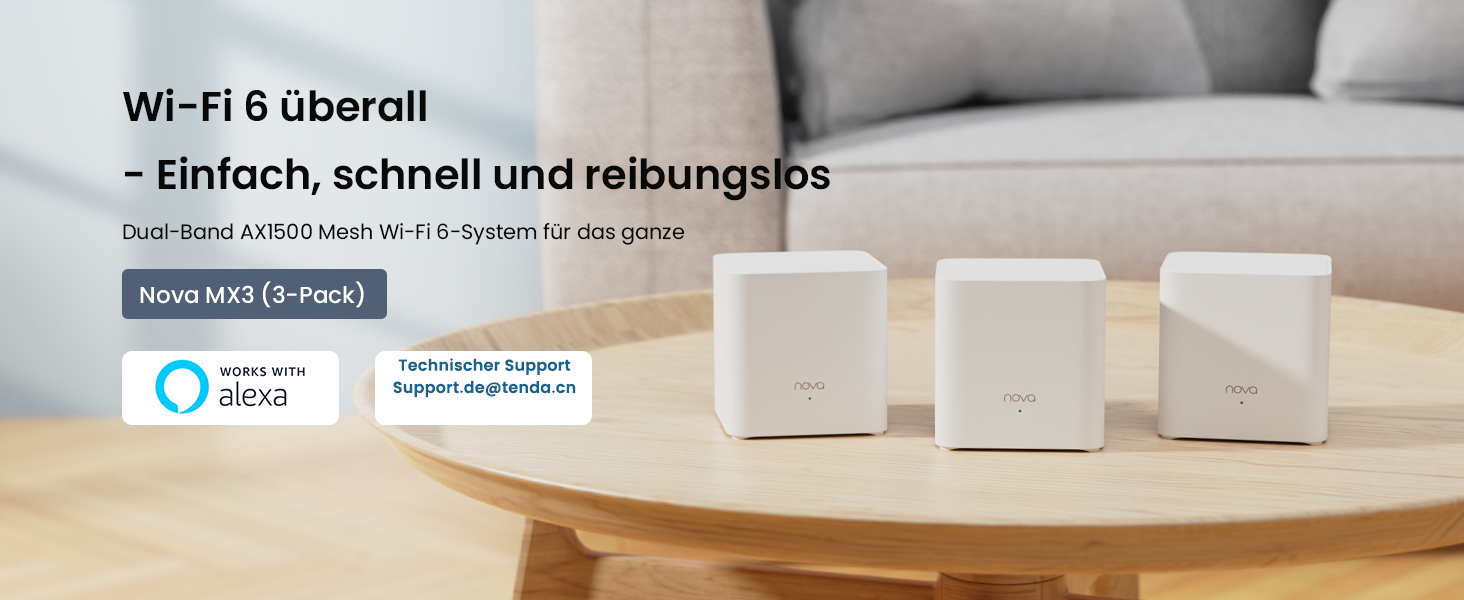 Tenda Nova MX3 Wi-Fi 6 Mesh-System 3er-Pack – Detail 1
