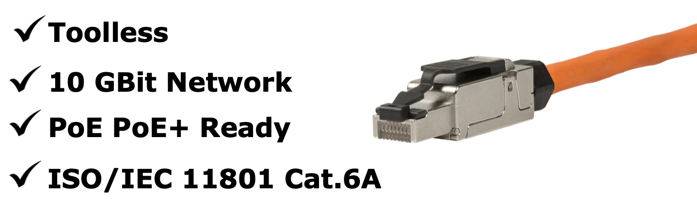 odedo 4x RJ45 Netzwerkstecker Cat6A Metall, werkzeuglos – Detail 5