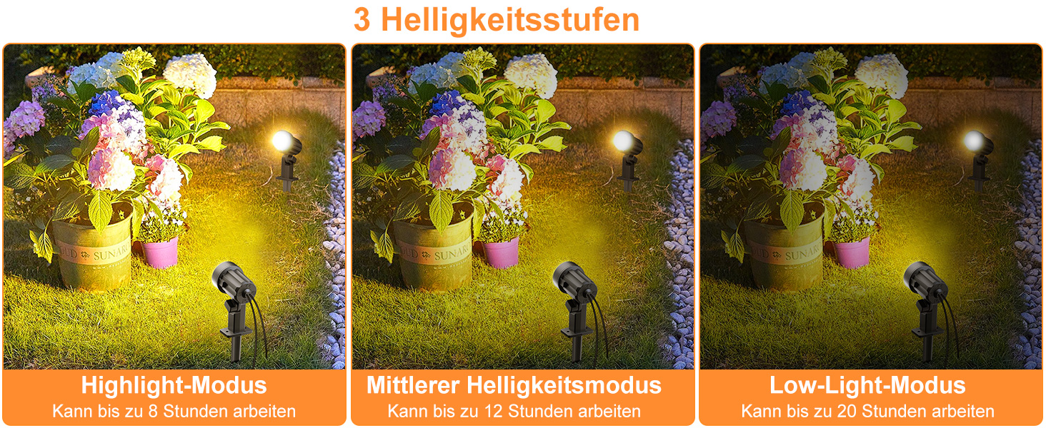 MEIKEE Solar Gartenstrahler mit Fernbedienung IP66, 3 oder 6 Stück – Detail 4