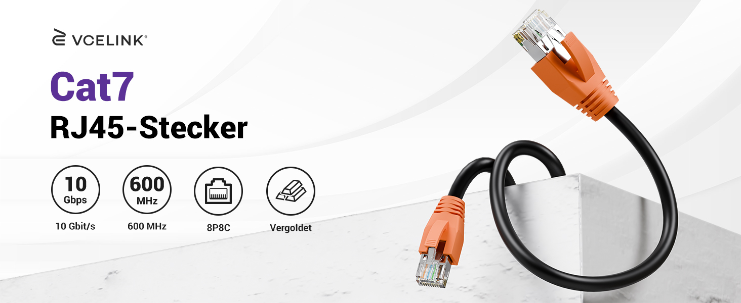 VCE CAT 7 RJ45-Stecker geschirmt, vergoldet – Detail 1