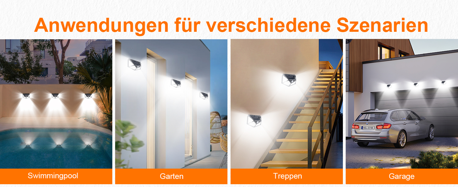 GRIFEMA Solarlampe für Aussen mit Bewegungsmelder und 100 LEDs – Detail 4