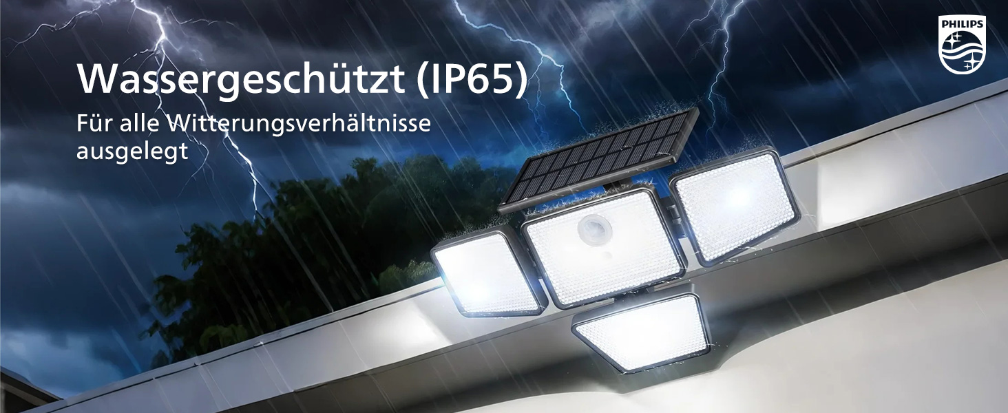 Philips Solarlampe Aussen mit Bewegungsmelder und Fernbedienung, 196 LED – Detail 2