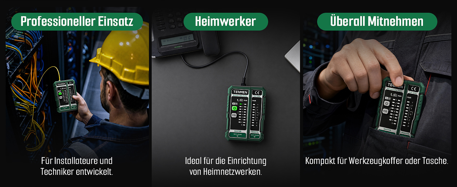 TESMEN TLP-528A Netzwerkkabeltester in Grün mit Fernbedieneinheit – Detail 4