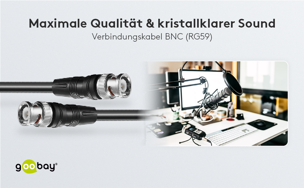 goobay BNC-Kabel RG59 75 Ohm mit BNC-Steckern, 2 m – Detail 1