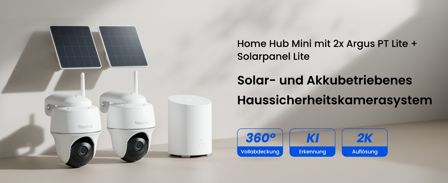 Reolink Home Hub Mini Set mit zwei Solar-Akku-Kameras Argus PT Lite – Detail 1
