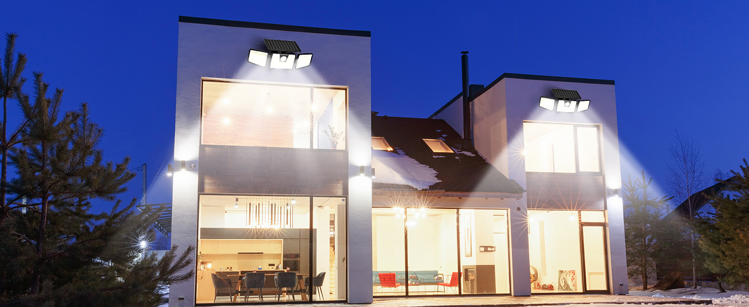 FLOWood Solarlampe mit 156 LEDs, drei Köpfen und Bewegungsmelder – Detail 5