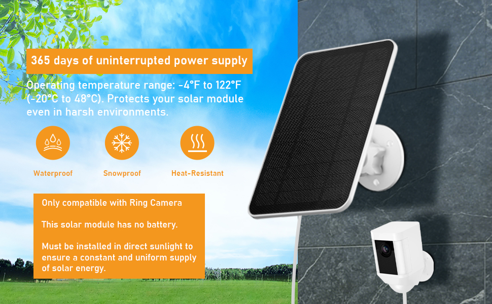 Rhorawill Solarpanel für Ring Kamera, IP65, 1er- oder 2er-Pack – Detail 2
